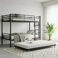 thumbnail image 3 of Twin Size Metal Platform Bed Frame with Trundle, No Box Spring Needed, Black, Bedroom, 3 of 12