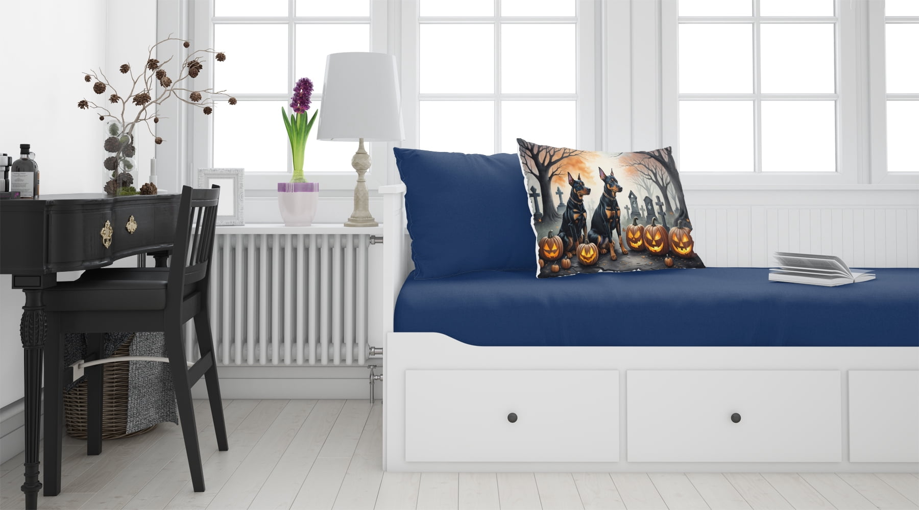 Doberman Pinscher Spooky Halloween Fabric Standard Pillowcase