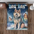 thumbnail image 4 of Hello Winter Alaskan Malamute Welcome Snowy Night Watercolor Vintage Quilt Bedding Set Alaska Mal Dog Lovers Gifts 1 Blanket Bed Cover 2 Pillowcases - 01011, 4 of 5