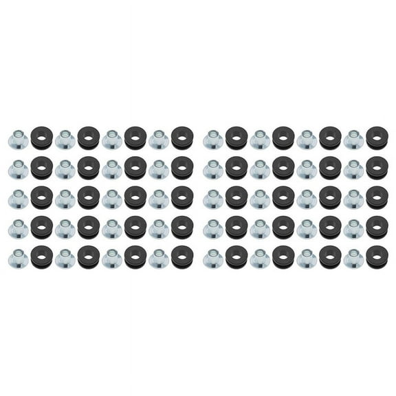 40Pcs Motorcycle Rubber Grommets Kits Motorcycle Windshield Bolts for Fairings Rubber,40 x Rubber Grommet,Black & Silver