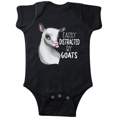 

Inktastic Easily Distracted by Goats Cute Goat Gift Baby Boy or Baby Girl Bodysuit