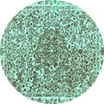 thumbnail image 1 of Ahgly Company Indoor Round Abstract Turquoise Blue Modern Area Rugs, 3' Round, 1 of 4