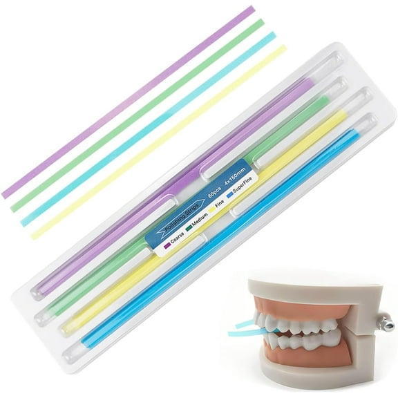 60Pcs Dental Polishing Strips Dental Sandpaper Teeth Cleaning Tool Plastic Teeth Polishing Strips Abrasive Floss Fine Grinding Dental Polishing Strips