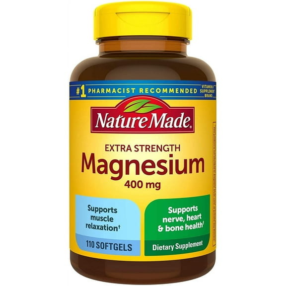 Nature Made Extra Strength Magnesium Oxide 400 mg, Dietary Supplement for Muscle Support, 110 Count