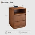 thumbnail image 6 of Wood Nightstand with 2 Drawers and Charging Stations, Natural Solid Wood Night Stand Bedside Table with Open Storage Shelf, Brown End Side Table for Bedroom, 6 of 9