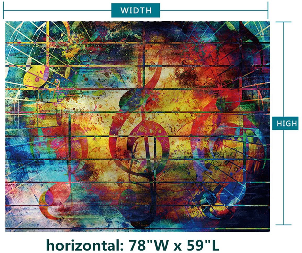 78 W x 59 L Music Note Tapestry Colourful Psychedelic Fashion Wall Hanging for Bedroom Twin Size by ZHH Bohemian Indian Hippie Art Home Decor for Girls Boys
