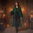 thumbnail image 6 of Women's Hooded Cape Halloween Costume Medieval Grim Reaper Cloak with Tie Closure and Cape Sleeves Polyester Hooded Robe for Cosplay Parties Green, 6 of 6
