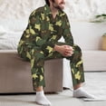 thumbnail image 5 of Mens Pajamas Set, Cool Cat Green Camouflage Button Down Long Sleeve Loungewear Sleepwear Pjs sets for Men, 5 of 5