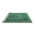thumbnail image 2 of Ahgly Company Machine Washable Indoor Rectangle Medallion Turquoise Blue Traditional Area Rugs, 7' x 9', 2 of 4