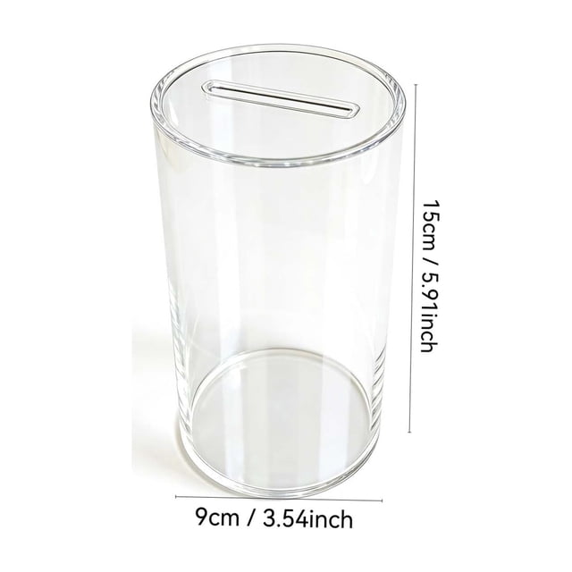 SouMaox Transparent Money Box, One-Way Deposit Slot, Visible Savings, Cash Storage, for Home Office Use