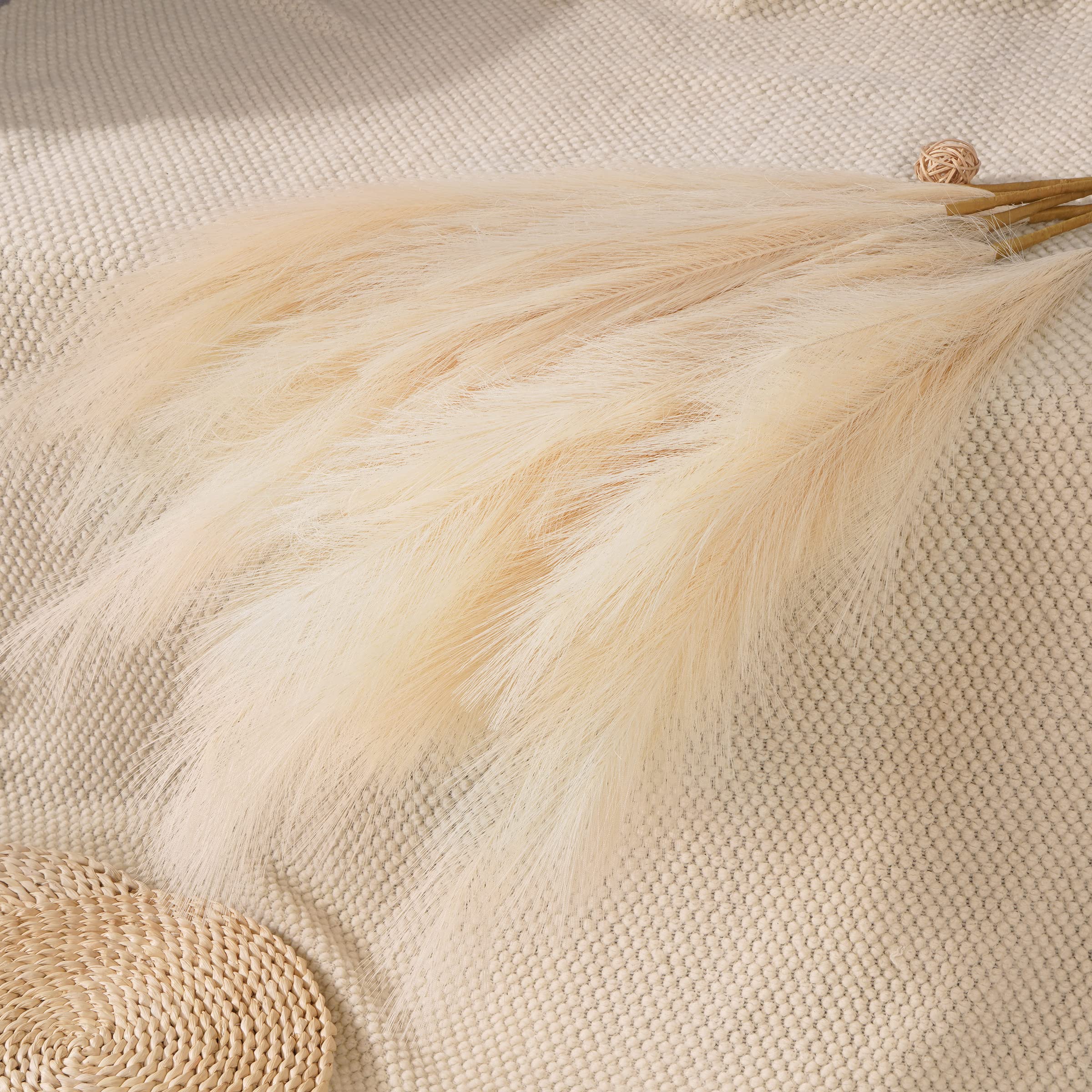 Tetou Artificial Pampas Grass, 38 inches, 8-Pack, Beige photo 4
