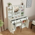 thumbnail image 5 of Caulitar Makeup Vanity Table with Lighted Mirror, Large Vanity Set with Storage Drawers, 3 Lighting Modes, White, 5 of 9