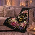 thumbnail image 6 of Royal Bumblebee Crown Pink Gem, Mystical Botanical Garden Scene, Warm Flannel Blanket for Sunroom and Reading Nook, Celestial Art Lovers Valentine's Day Gift, Fantasy Home Decor, 6 of 9