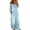 Light Blue, variant on Off-Shoulder Denim Jumpsuit for Women, Long Sleeve Button Front Wide Leg Romper with Pockets - Washed Casual Playsuit Gray M