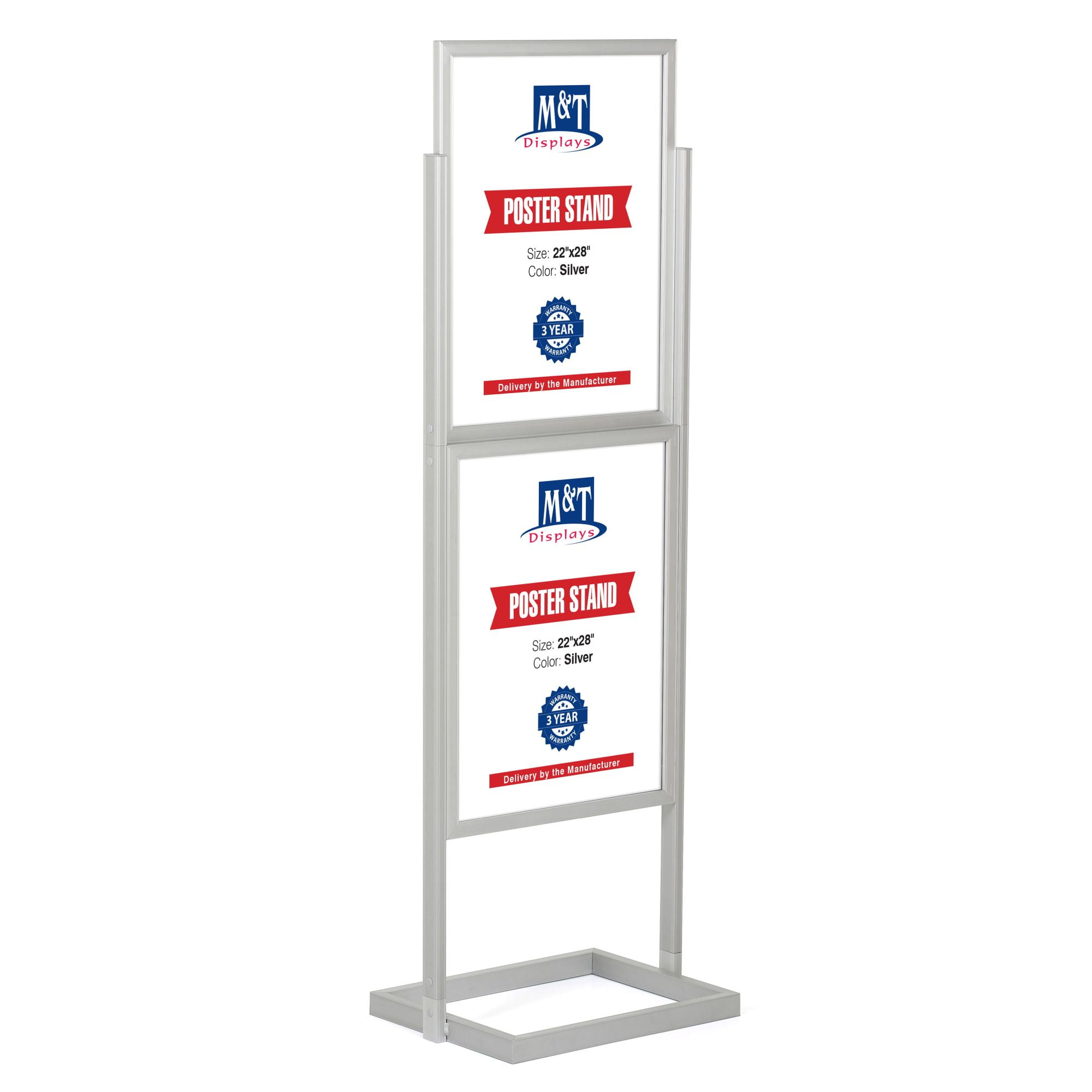 MT Displays Metal Eco Info Board Silver 22x28 Inches Slide-In Poster Sign  Holder Tier Double Sided Floor Standing Pedestal Advertising Display with  Backing and Anti-Glare PET Cover