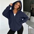 thumbnail image 2 of Womens Zip Up Hoodies 2026 Y2K Casual Long Sleeve Zipper Sweatshirts Fall Winter Trendy Track Jackets With Pockets Navy XL, 2 of 6