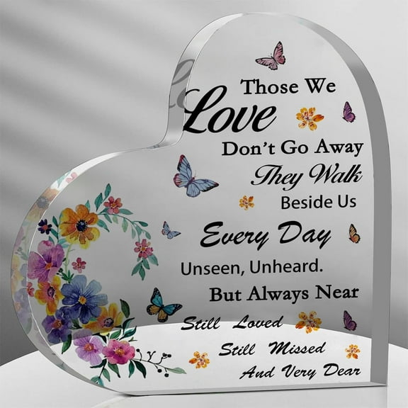 Sympathy Gifts, Bereavement Gifts 3.9x3.9 Inch Acrylic Heart Keepsake Funeral Gifts Memorial Plaque