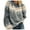 Gray, variant on Fesfesfes Women Sweaters O-Neck Long Sleeve Retro Print Patchwork Knitted Warm Sweater Tops on
