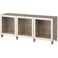 thumbnail image 1 of Ikea Storage combination with doors, walnut effect light gray, Glassvik white clear glass 2204.113838.1426, 1 of 1