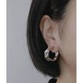 thumbnail image 4 of Comfort Fit clip on 1" silver hammered bent indented edge hoop earring, 4 of 5