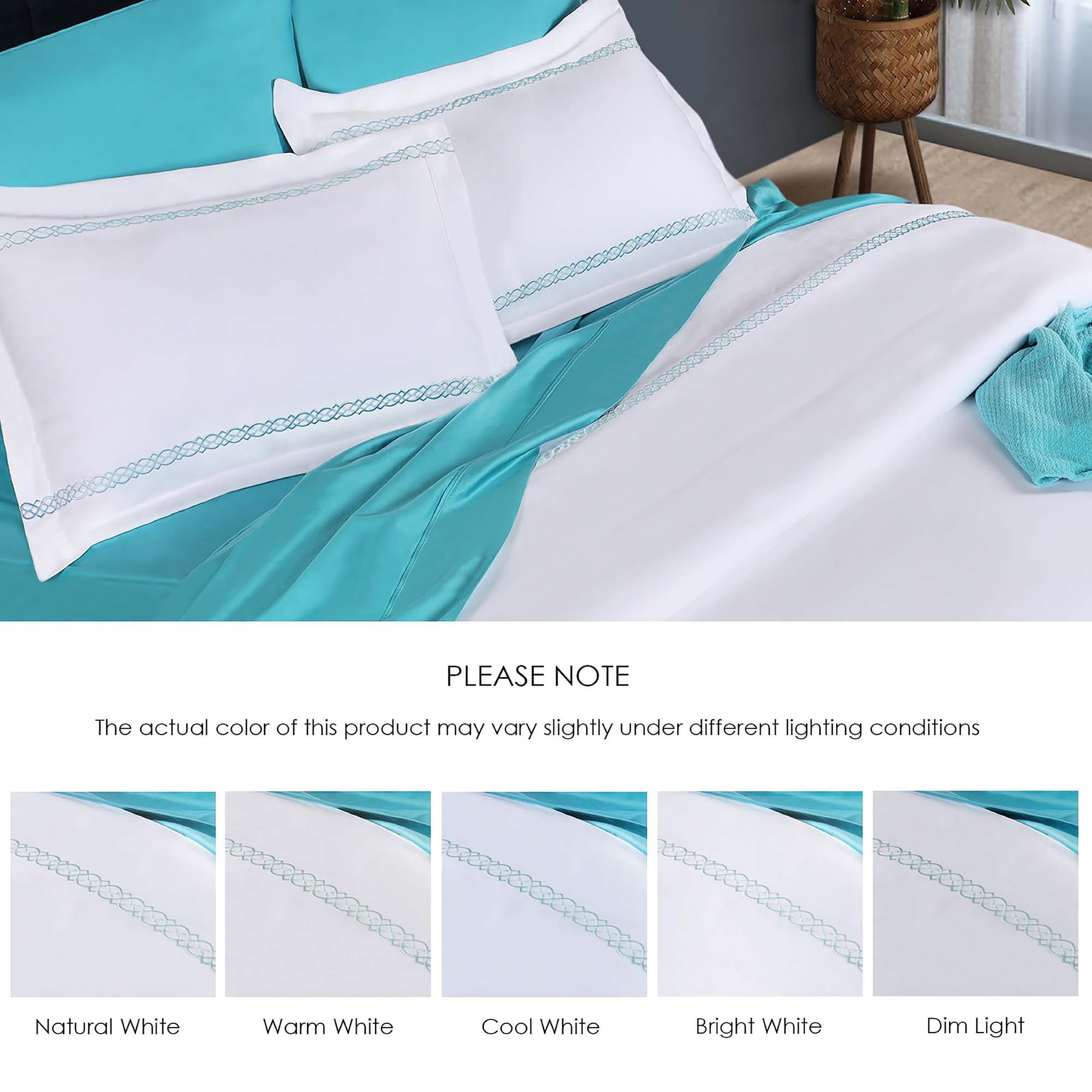 Superior Egyptian Cotton Embroidered Duvet Cover Set, King/ Cal King, Ivory