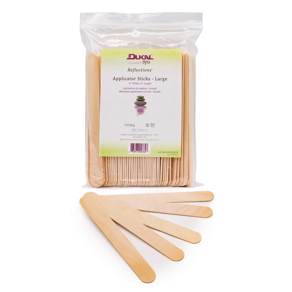 Dukal Varillas de Cera de Madera Grandes - Aplicador de Depilación Corporal para Depilación con Cera x 6 (Paquete de 100)