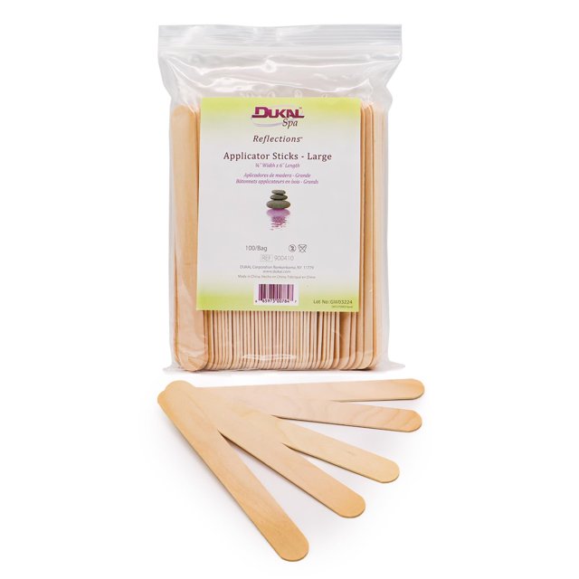 Dukal Varillas de Cera de Madera Grandes - Aplicador de Depilación Corporal para Depilación con Cera x 6 (Paquete de 100)
