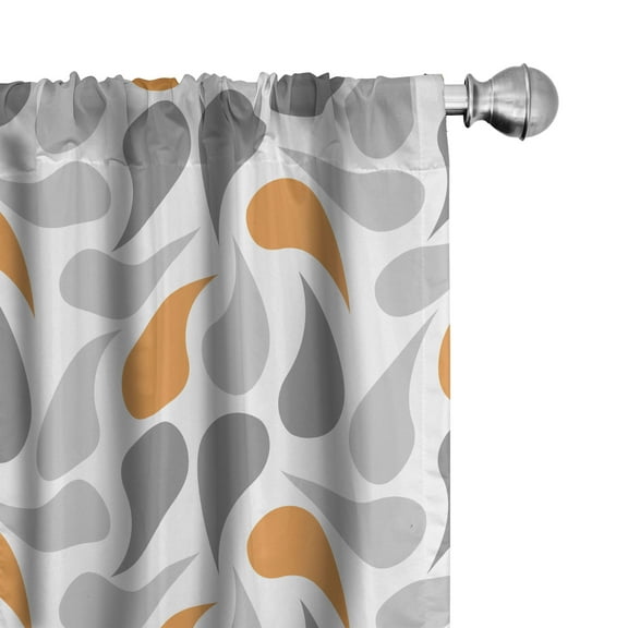 Ambesonne Geometric Curtains, Traditional, Pair of 28"x63", Orange Grey White