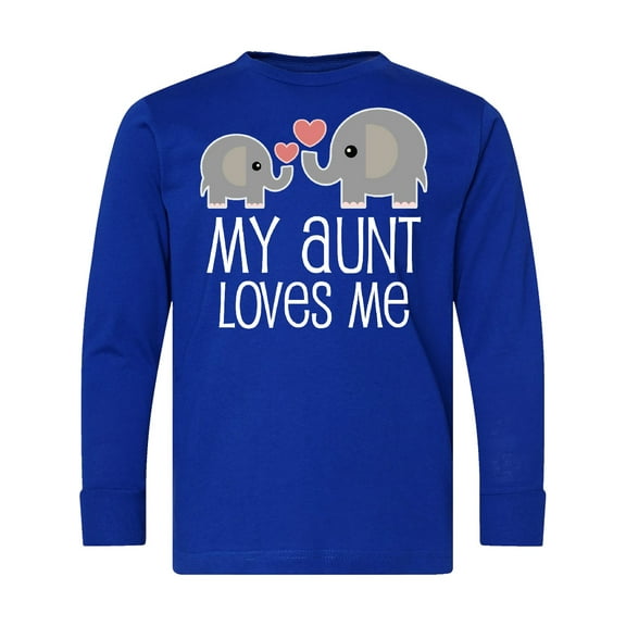 Inktastic My Aunt Loves Me Niece Nephew Elephant Long Sleeve Youth T-Shirt