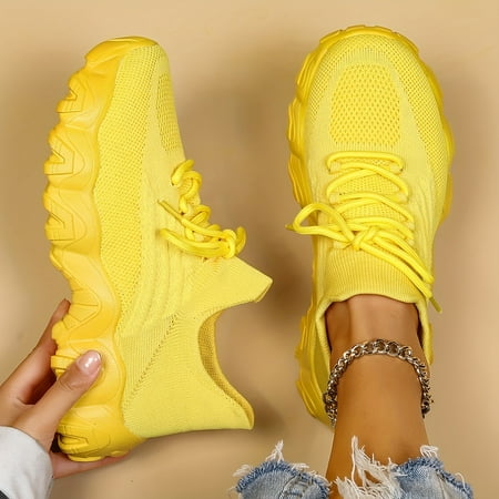 

GUANGZHYZYFUS Lightweight Women‘s Leisure Knit Sneakers with Breathable Low Top Lace Up - Comfortable and Stylish Women‘s Running Shoes for Daily Activities