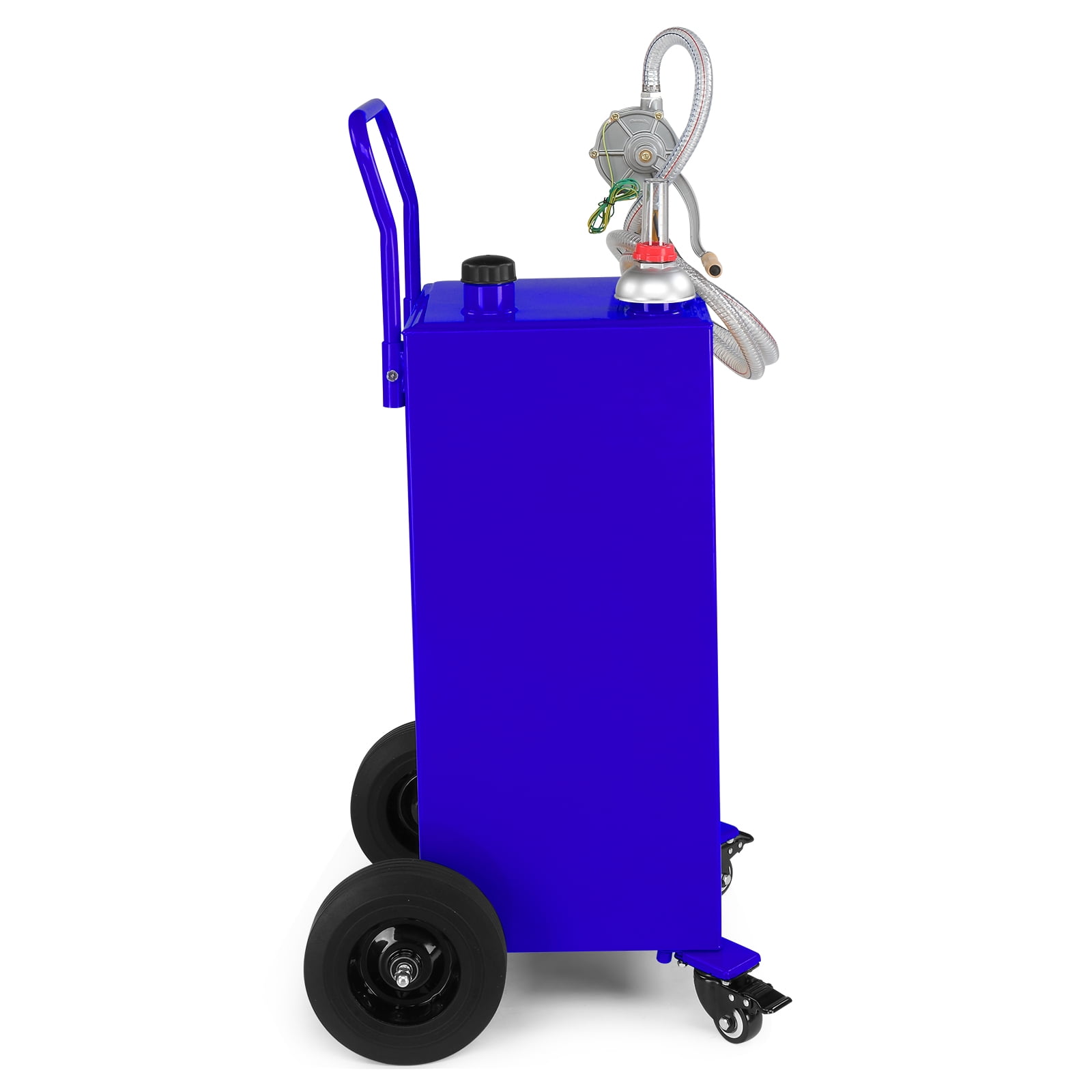 30 Gallon Fuel Caddy with Bi-Directional Hand Crank Pump, Fuel Level Gauge & Universal Rolling Wheels, Welded Steel Portable Fuel Storage Tank for Diesel Engine Oil Lubrication Oil