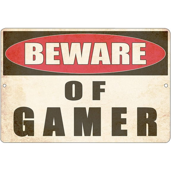 Funny Video Games Metal Tin Warning Sign Wall Decor Man Cave Bar Bedroom Beware of Gamer