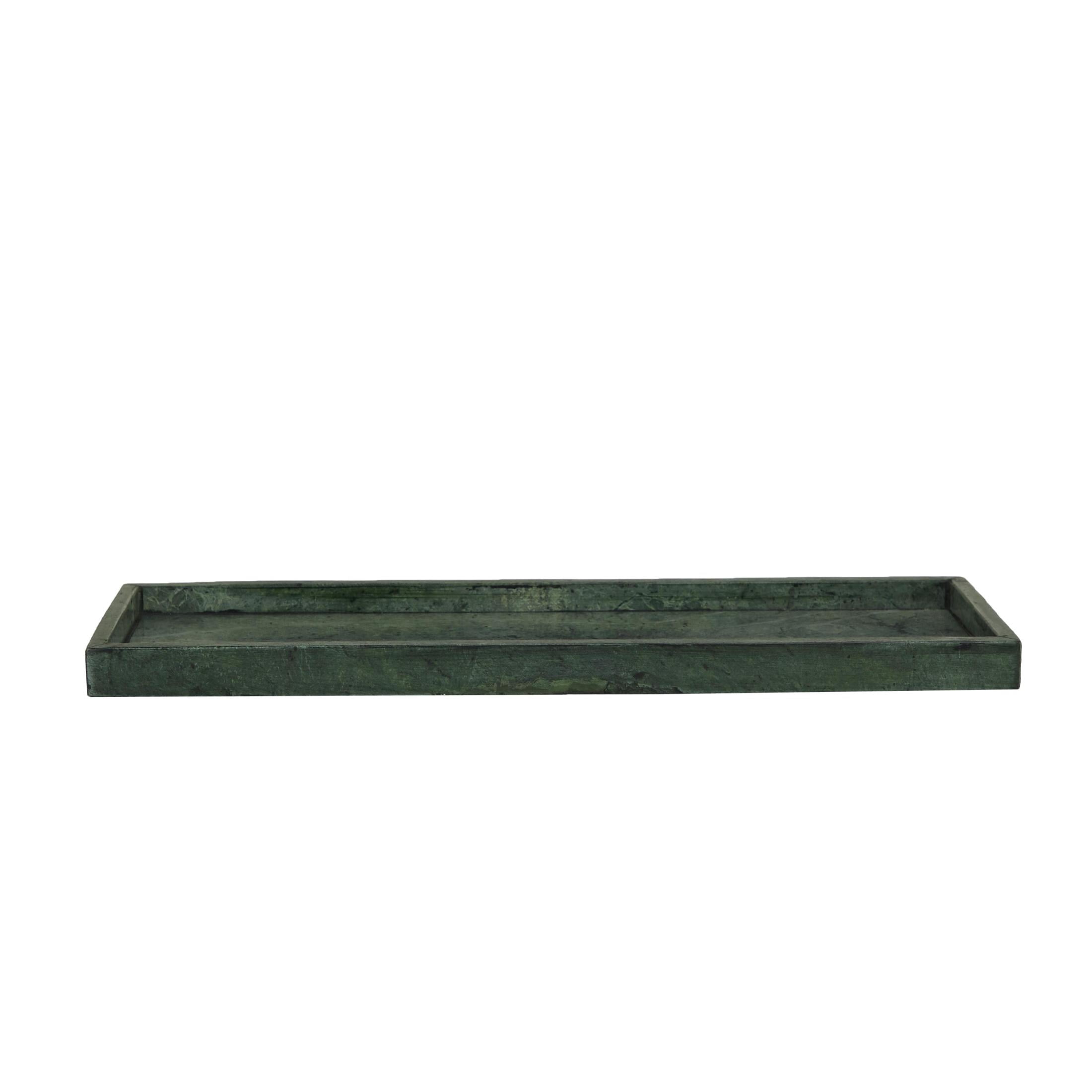 CosmoLiving by Cosmopolitan 22", 18"W Green Marble  Tray with Raised Border, 2-Pieces