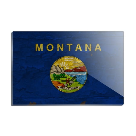 

Rustic Montana State Flag Distressed USA Rectangle Acrylic Fridge Refrigerator Magnet