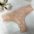 thumbnail image 2 of WULMLEO Women's Sexy Lace Thongs V Cheeky Underwear See Through Panties Beige S, 2 of 3