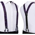 thumbnail image 5 of HISDERN Men Paisley Suspender Bow Ties Set Pocket Square Set Adjustable 6 Clips Braces Purple Black, 5 of 7
