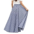 thumbnail image 3 of Skirt Women's Plaid Print Skirt with Large Hem and High Waist Pocket Skirt Plaid Ankle Length Blue XXXXXL, 3 of 6