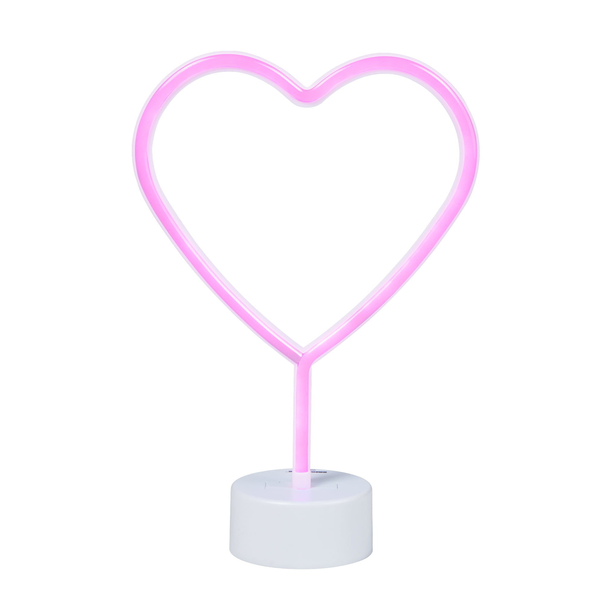 BrightSide 12 Heart Shaped LED Neon Table Light, Pink, Battery-Powered