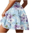 thumbnail image 4 of kttectoa Cute Leisure Ruffle Lace-up Beach Skirts Womens Fashion Floral Graphic Skirt Elastic Mid Waist Mini Skirt for Women Delightful Work, 4 of 6