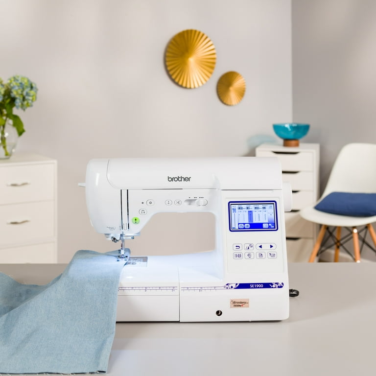  Brother SE1900 Sewing + Embroidery Machine, 5 x 7 Field Size,  240 Stitches, Includes Starter Package - 7 Spools of Polystar Thread,  10-Pack of Distinctive Bobbins + 1GB USB Drive w/ 30 Original Designs