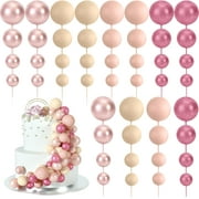 48 Pcs Balls Cake Topper Decorations Balloon Cupcake Toppers Foam Cake Topper Balls Cake Balls Decorations for Birthday Party Wedding Anniversary Cake Decorating