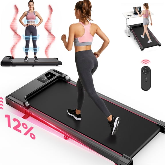 Walking Pad with Vibration Pad, Under Desk Treadmill, 2.5HP 3.8MPH Fitness Jogging Machine, 12% Incline, with Remote Patbrela LED Display for Home