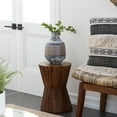 thumbnail image 3 of DecMode 13" x 18" Brown Teak Wood Handmade Intricately Carved Drum Accent Table, 1-Piece, 3 of 9