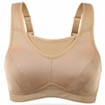 thumbnail image 6 of Deyllo Women's Sports Bras Plus Size High Impact Full Support Non-padded Wireless Workout Running Exercise Bra Activewear, Beige 38C, 6 of 12
