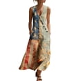thumbnail image 2 of QUNYINEY Sleeveless Sundresses for Women Independence Day Long Summer Cotton Linen Tank Dress Beach V-Neck Patriotic Loose Fit Dresses, 2 of 8