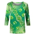 thumbnail image 4 of Mceream St Patricks Chandail de Jour pour Femmes Drôle Manches 3/4 Hauts Mignons Décontractés Col Rond T-Shirts Graphiques Trèfle Imprimé Floral 2026 Hauts Chemisiers Grande Taille Vert TG, 4 of 5