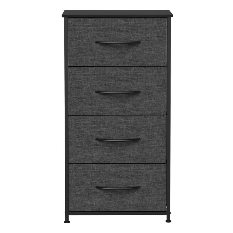 Dextrus 4 Drawer Storage Organizer Wooden Top Shelf for Closets, Black Grey