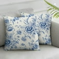 thumbnail image 2 of Heduofu  Anemone Flower Decorative Throw Pillow Case Pack of 2, Floral Pattern with Bouquet of Blue Flowers Delicate Victorian Design, Couch Bedroom Living Room Cushion Cover, 18", Night Blue White, 2 of 6