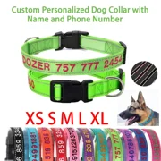 Lemohome Personalized Dog Collar Embroidered Reflective Nylon Custom ID Name Phone Number XS-XL within 25 characters