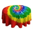 thumbnail image 4 of Colorful Tie Dye Pattern Round Tablecloth 60"x60",Wrinkle Wipeable Table Cloth for Kitchen Dining Room Picnic Patio Party, 4 of 6